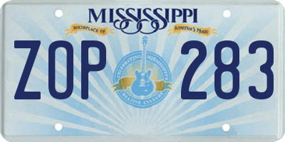 MS license plate ZOP283