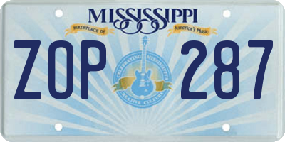 MS license plate ZOP287
