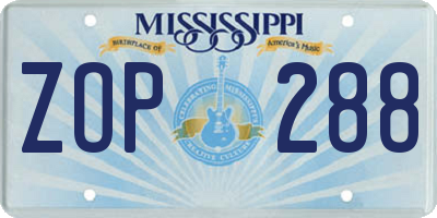 MS license plate ZOP288