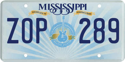 MS license plate ZOP289