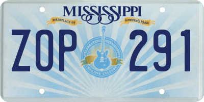 MS license plate ZOP291