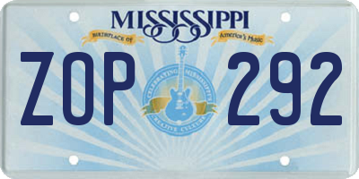 MS license plate ZOP292