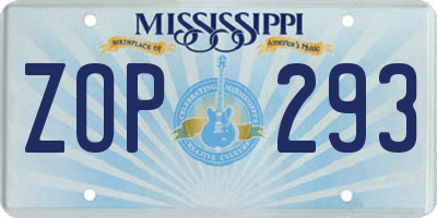MS license plate ZOP293