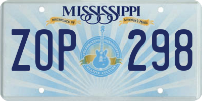MS license plate ZOP298