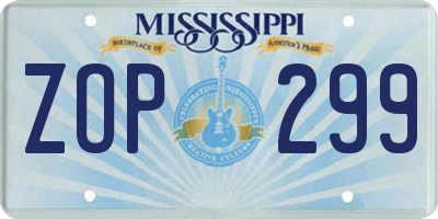 MS license plate ZOP299