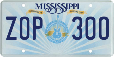 MS license plate ZOP300