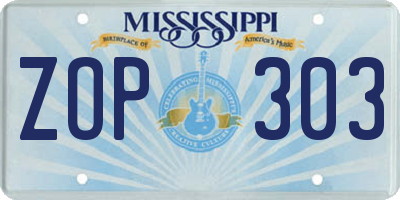 MS license plate ZOP303