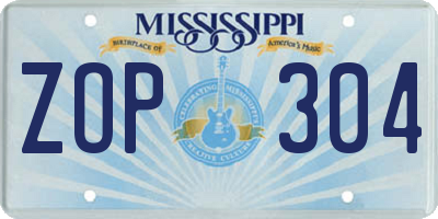 MS license plate ZOP304
