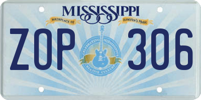 MS license plate ZOP306