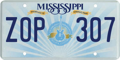 MS license plate ZOP307