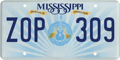 MS license plate ZOP309