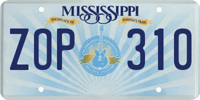 MS license plate ZOP310