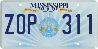 MS license plate ZOP311