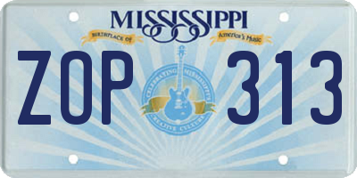 MS license plate ZOP313