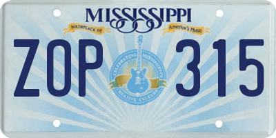 MS license plate ZOP315