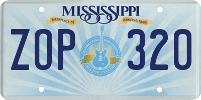 MS license plate ZOP320