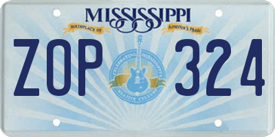 MS license plate ZOP324