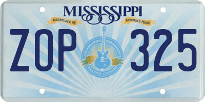MS license plate ZOP325