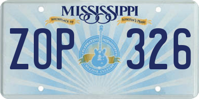 MS license plate ZOP326