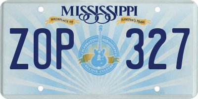 MS license plate ZOP327