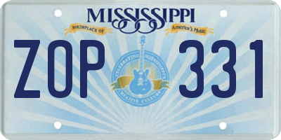 MS license plate ZOP331