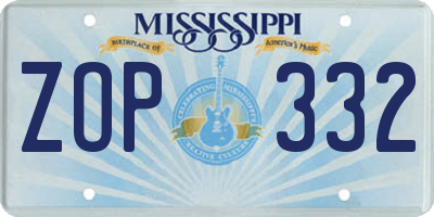 MS license plate ZOP332