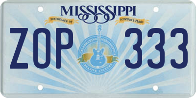 MS license plate ZOP333