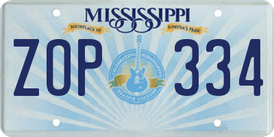 MS license plate ZOP334