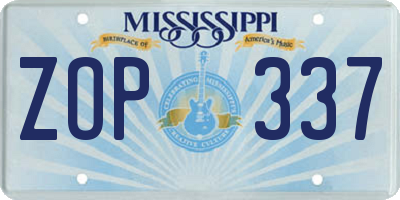 MS license plate ZOP337