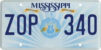 MS license plate ZOP340
