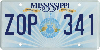 MS license plate ZOP341