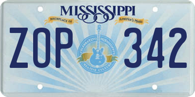 MS license plate ZOP342