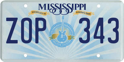 MS license plate ZOP343