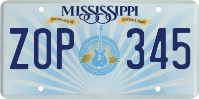 MS license plate ZOP345