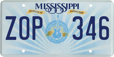 MS license plate ZOP346