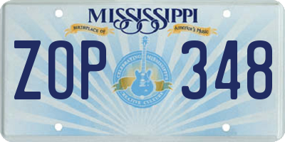 MS license plate ZOP348