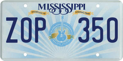 MS license plate ZOP350