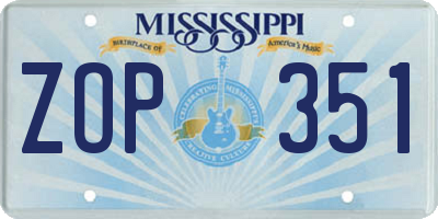 MS license plate ZOP351