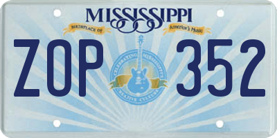 MS license plate ZOP352