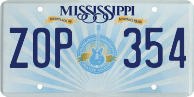 MS license plate ZOP354