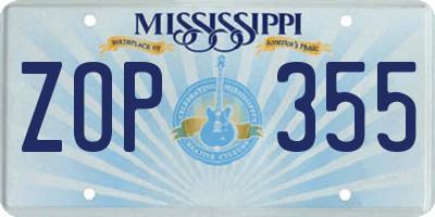 MS license plate ZOP355