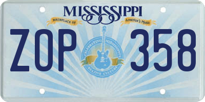 MS license plate ZOP358