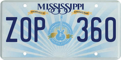 MS license plate ZOP360
