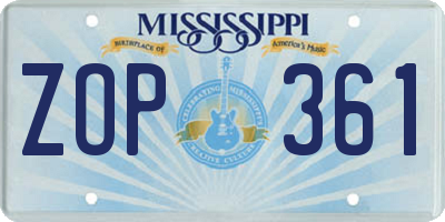 MS license plate ZOP361