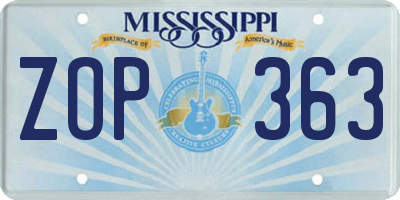 MS license plate ZOP363