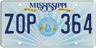 MS license plate ZOP364