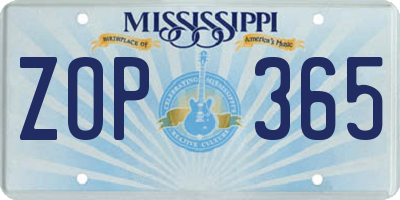 MS license plate ZOP365