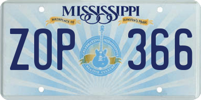 MS license plate ZOP366