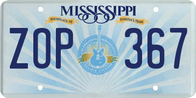 MS license plate ZOP367