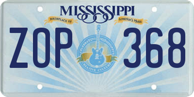 MS license plate ZOP368